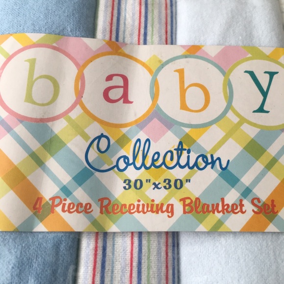 Baby collection 4piece receiving Baby BlanketsFor Boys Light bluemedium blue - Picture 3 of 13
